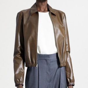 Theory Staple Leather Bomber Jacket 